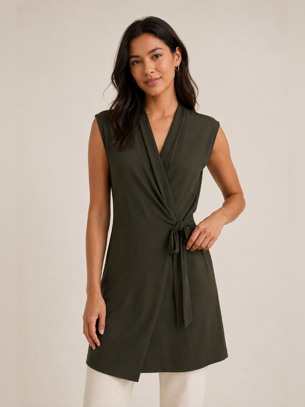BCBGMaxAzria Deep Olive Wrap Dress